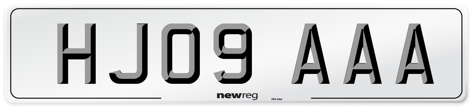 HJ09 AAA Number Plate from New Reg